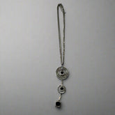 Silver Multi Chain Necklace with 3 Round Drops